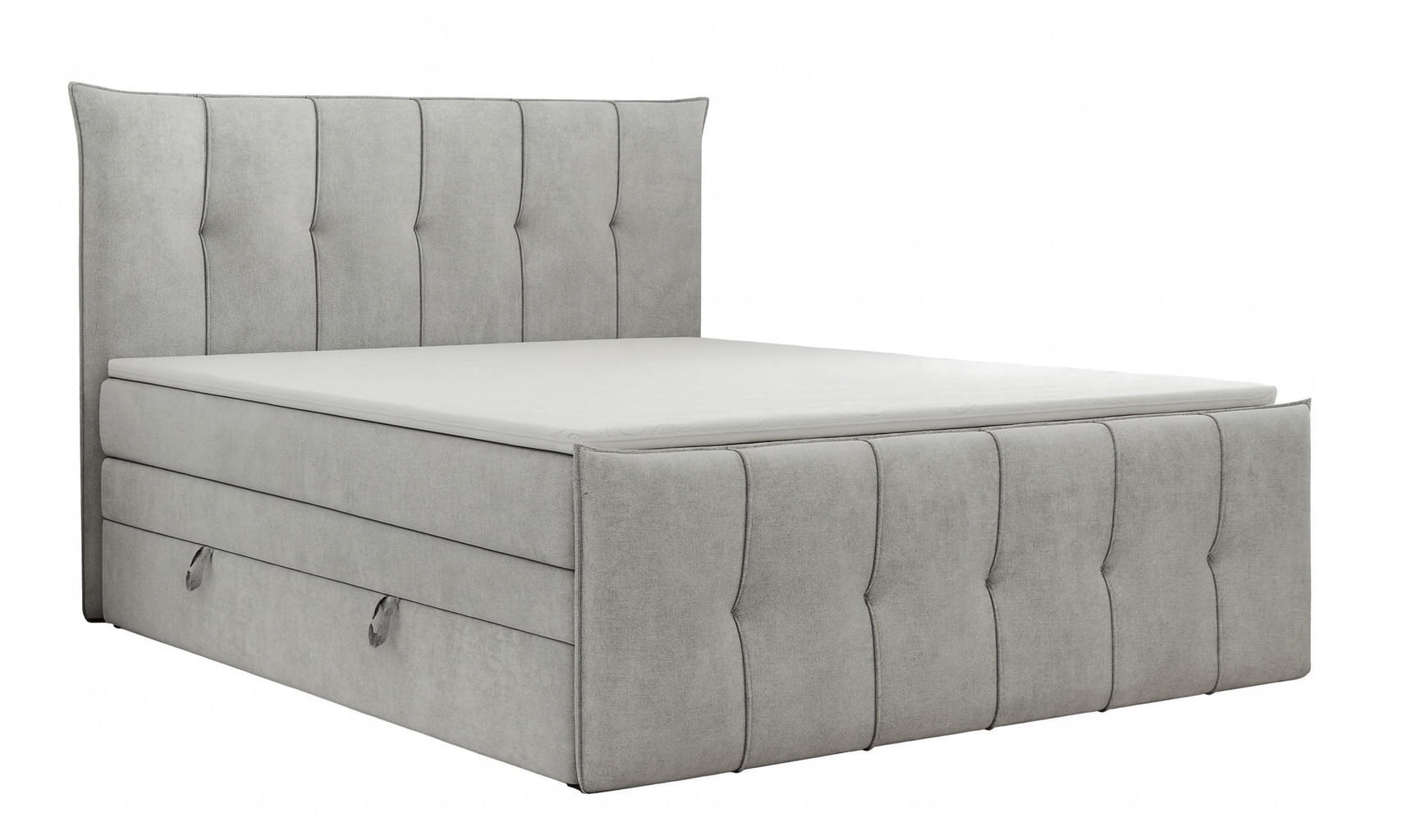 BOXSPRINGBETT SUPREME mit Topper und Bettkasten, Silberfarben, 200x200 cm - Silberfarben, Textil (200/200cm) - KS Home Concept