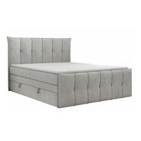 BOXSPRINGBETT SUPREME mit Topper und Bettkasten, Silberfarben, 160x200 cm - Silberfarben, Textil (160/200cm) - KS Home Concept