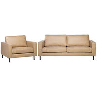 SOFA-SET 4-sitzer Lederoptik Beige Savalen - Beige, Kunststoff/Textil (204/87/91cm) - Beliani
