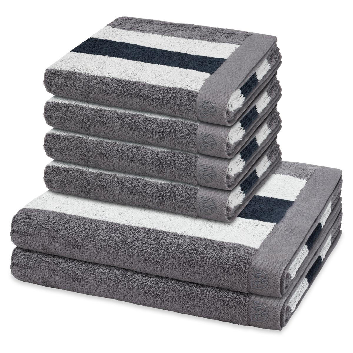 FROTTIERSET Doubleface Stripes 6-teilig - Grau, Textil (50/100cm) - Ross