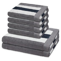 FROTTIERSET Doubleface Stripes 6-teilig - Grau, Textil (50/100cm) - Ross
