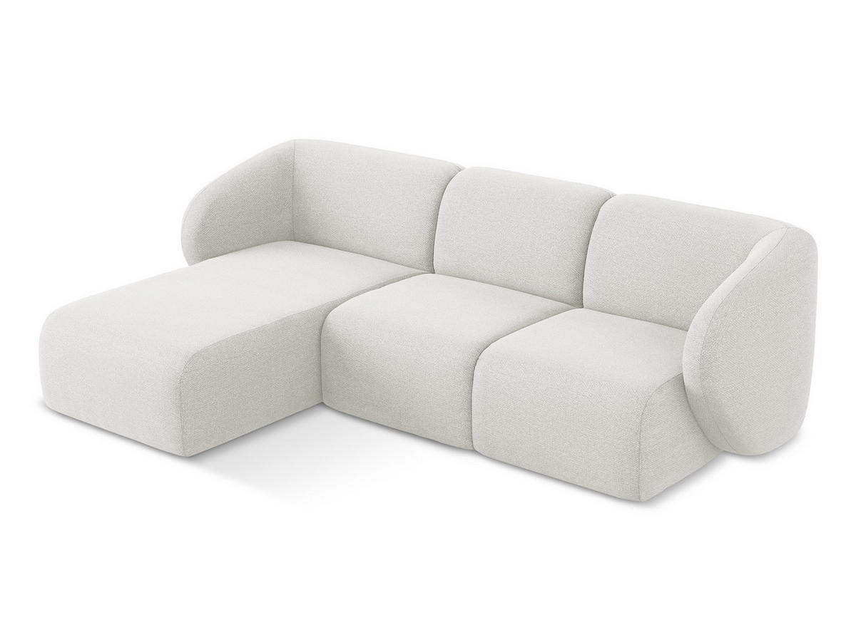 ECKSOFA Links Bouclé Stoff Weiß - Schwarz/Weiß, Holzwerkstoff/Kunststoff (248/166cm) - Makamii