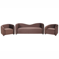 SADA POHOVEK 5-místná Sametová látka Tmavě hnědá Veltada - hnědá, textil (205/75/90cm) - Beliani