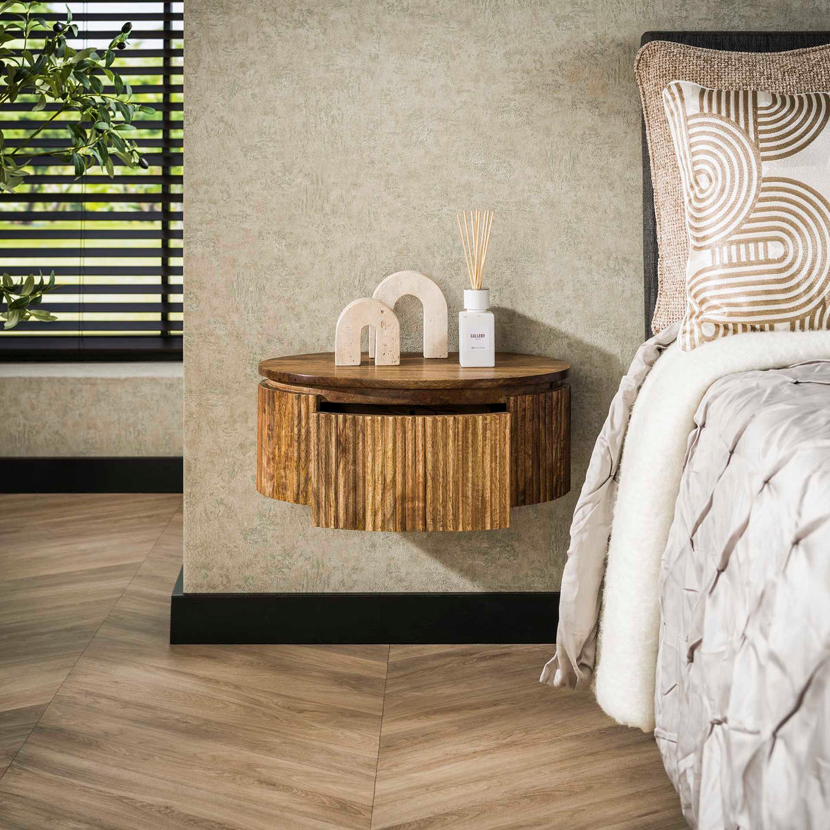 NACHTTISCH Wave Beige 35/50/20 cm - Beige, Holz (50/20/35cm) - Hoyz Collection