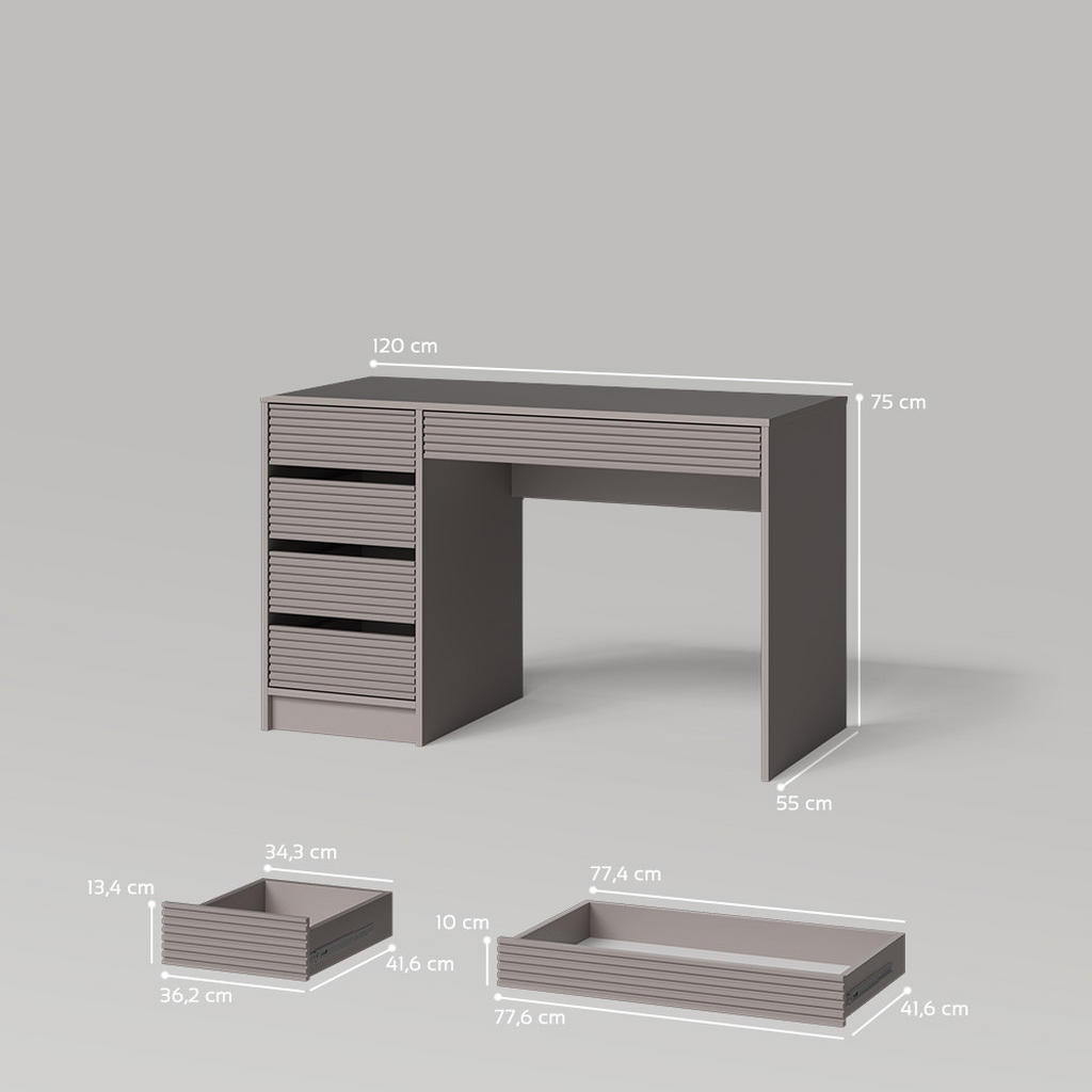 Thumbnail - Livinity® Schminktisch, Kaschmir, Holzwerkstoff, 5 Fächer, 5 Schubladen, Rechteckig, 120x75x55 cm, Wohnzimmer, Wohnzimme...