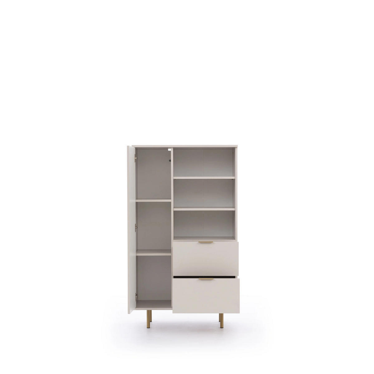 BÜCHERREGAL Nubia R1D2SZ Kaschmir - Kaschmir/Goldfarben, Holzwerkstoff/Metall (80/140/41cm) - Ravio