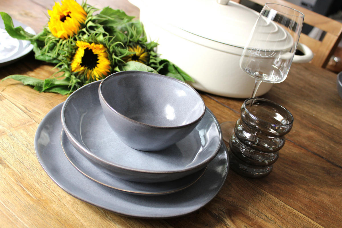 TAFELSERVICE AARHUS 16tlg. GRAU 4 PERSONEN - Grau, Keramik (31/30/41cm) - Mulex