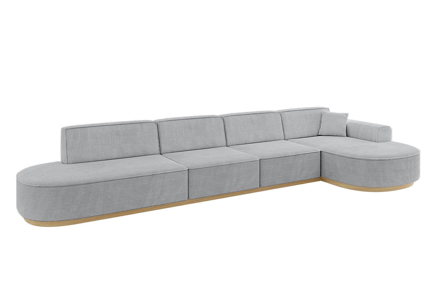 ECKSOFA Ottomane Rechts MARI-L3-v2 - 413x171x83 cm Grau Cord - Grau, Holzwerkstoff/Textil (171/413cm) - ALTDECOR