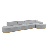 ECKSOFA Ottomane Rechts MARI-L3-v2 - 413x171x83 cm Grau Cord - Grau, Holzwerkstoff/Textil (171/413cm) - ALTDECOR