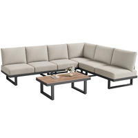 DINING-LOUNGESET 3-tlg. Ecksofa & Tisch Gartenmöbel - Beige, Textil - Kaket