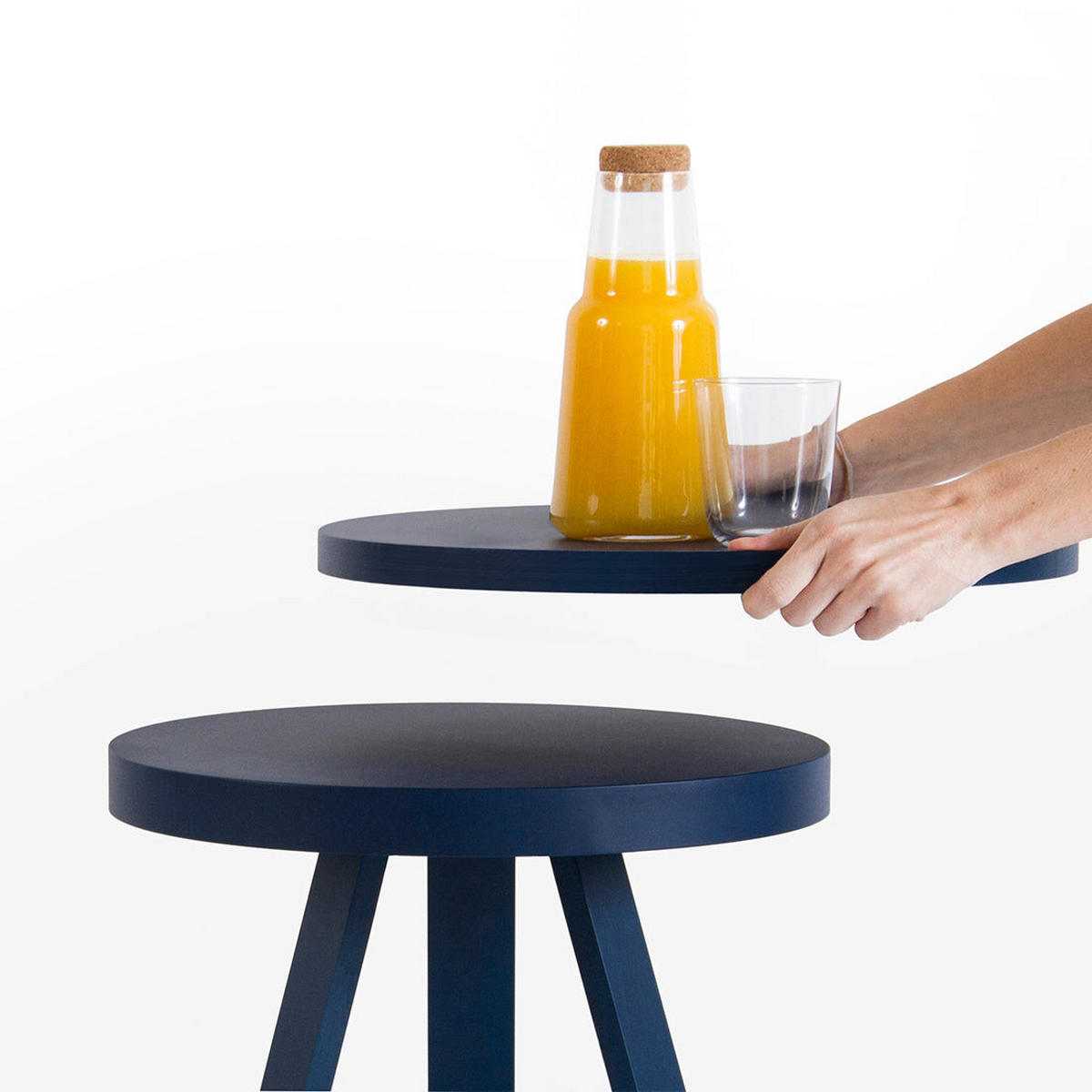BEISTELLTISCH Batea S mit Tablett - Blau, Holz (42/42/42cm) - Woodendot