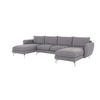 WOHNLANDSCHAFT Elou Grau Luxusmicrofaser - Chromfarben/Grau, Textil/Metall (349/87/167cm) - S-Style Möbel