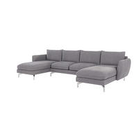 WOHNLANDSCHAFT Elou Grau Luxusmicrofaser - Chromfarben/Grau, Textil/Metall (349/87/167cm) - S-Style Möbel