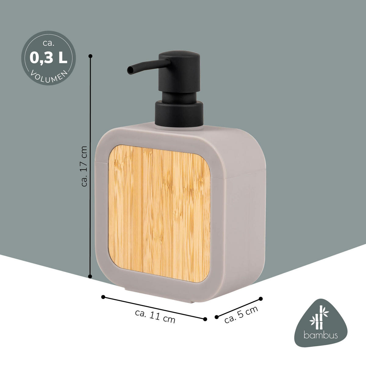 SEIFENSPENDER 300 ml, taupe - Taupe, Kunststoff (11/17/5cm) - eluno