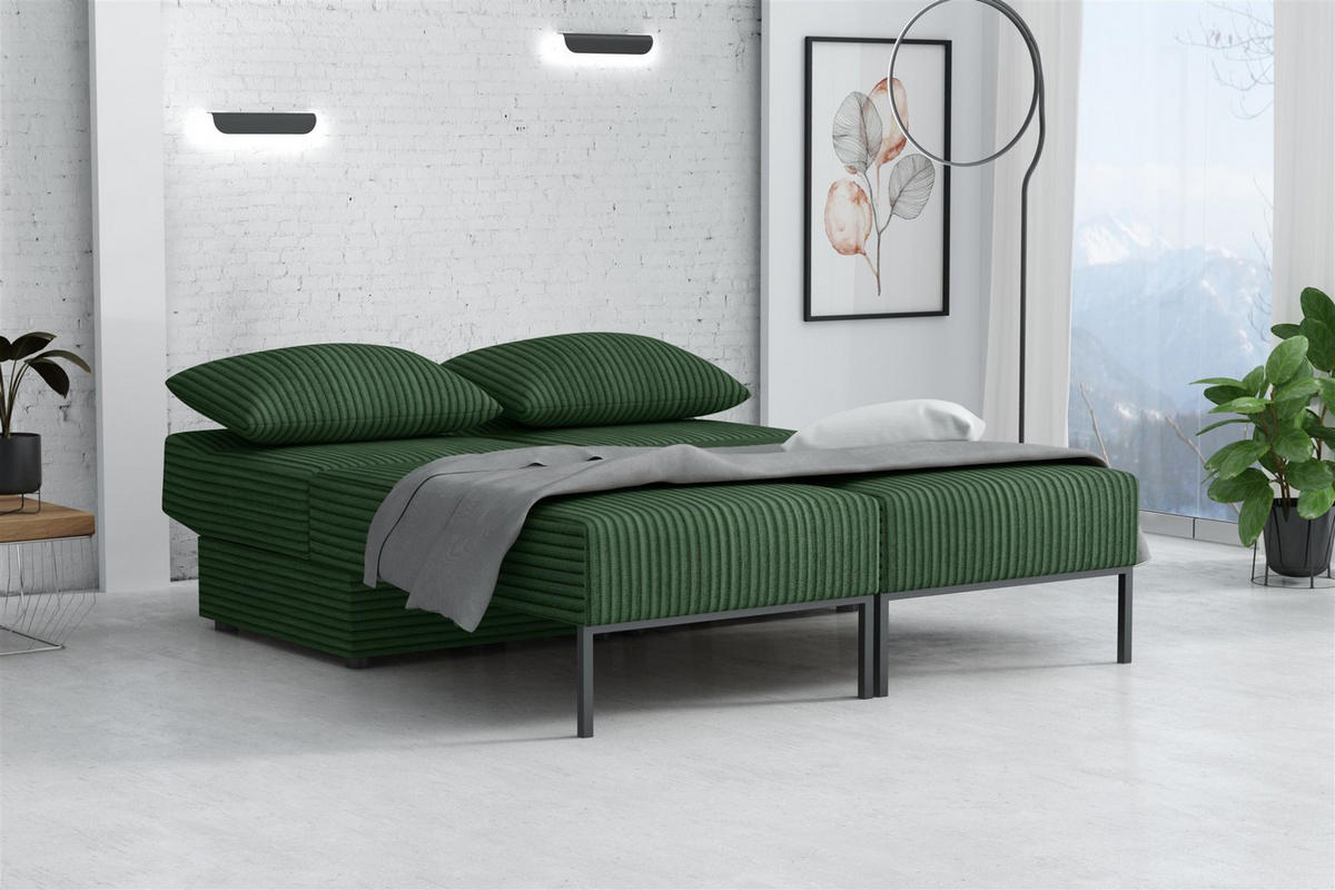 SCHLAFSOFA Gorka - Grün, Holzwerkstoff/Textil (240/87/103cm) - Fun Möbel
