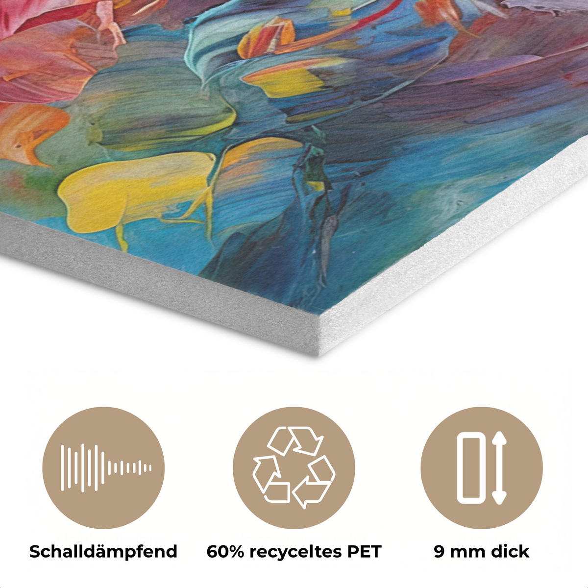 AKUSTIKBILD Ölgemälde - Kunst - Abstrakt - Farbenfroh Gemälde 80x60 cm - Altrosa, Textil (80/60/0.9cm) - MuchoWow