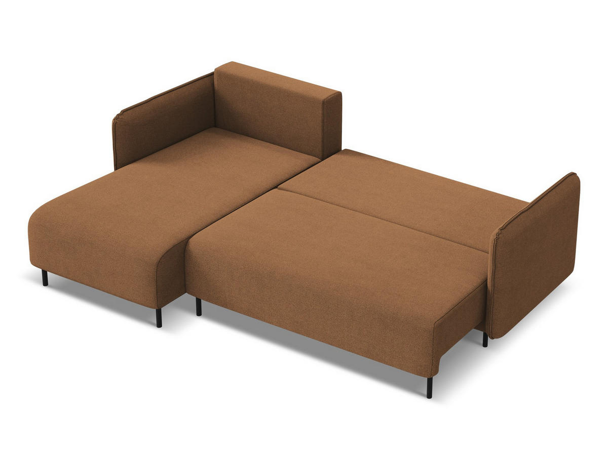 ECKSOFA mit Schlaffunktion Strukturstoff Stoff Orange - Terra cotta/Schwarz, Holz/Textil (162/236cm) - Makamii
