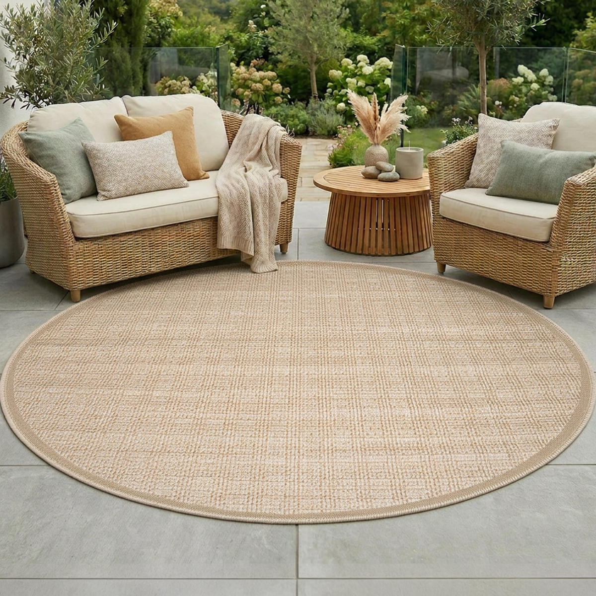 OUTDOOR-TEPPICH 791 Braun Wetterfest 200 cm Rund - Braun, Textil (200/200cm) - carpet city
