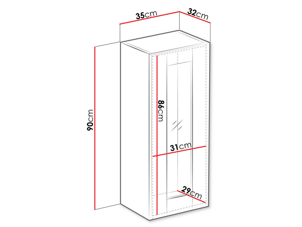 HÄNGEVITRINE 90 Vigo Glas mit weißer LED Beleuchtung - Weiß Hochglanz/Weiß, Holzwerkstoff (35/90/32cm) - MIRJAN24