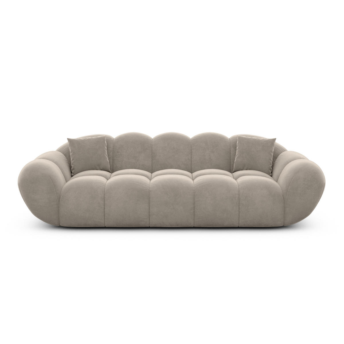 3-SITZER-SOFA Liva Taupe Samtstoff - Taupe, Textil (233/70/93cm) - VAROYAL