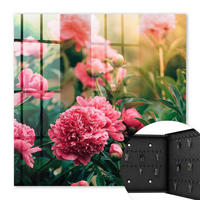 SCHLÜSSELBOX Schwarz 30x30 cm- Türöffnung nach rechts - Rosa Pfingstrosen - Pink, Metall (30/30/5cm) - TULUP