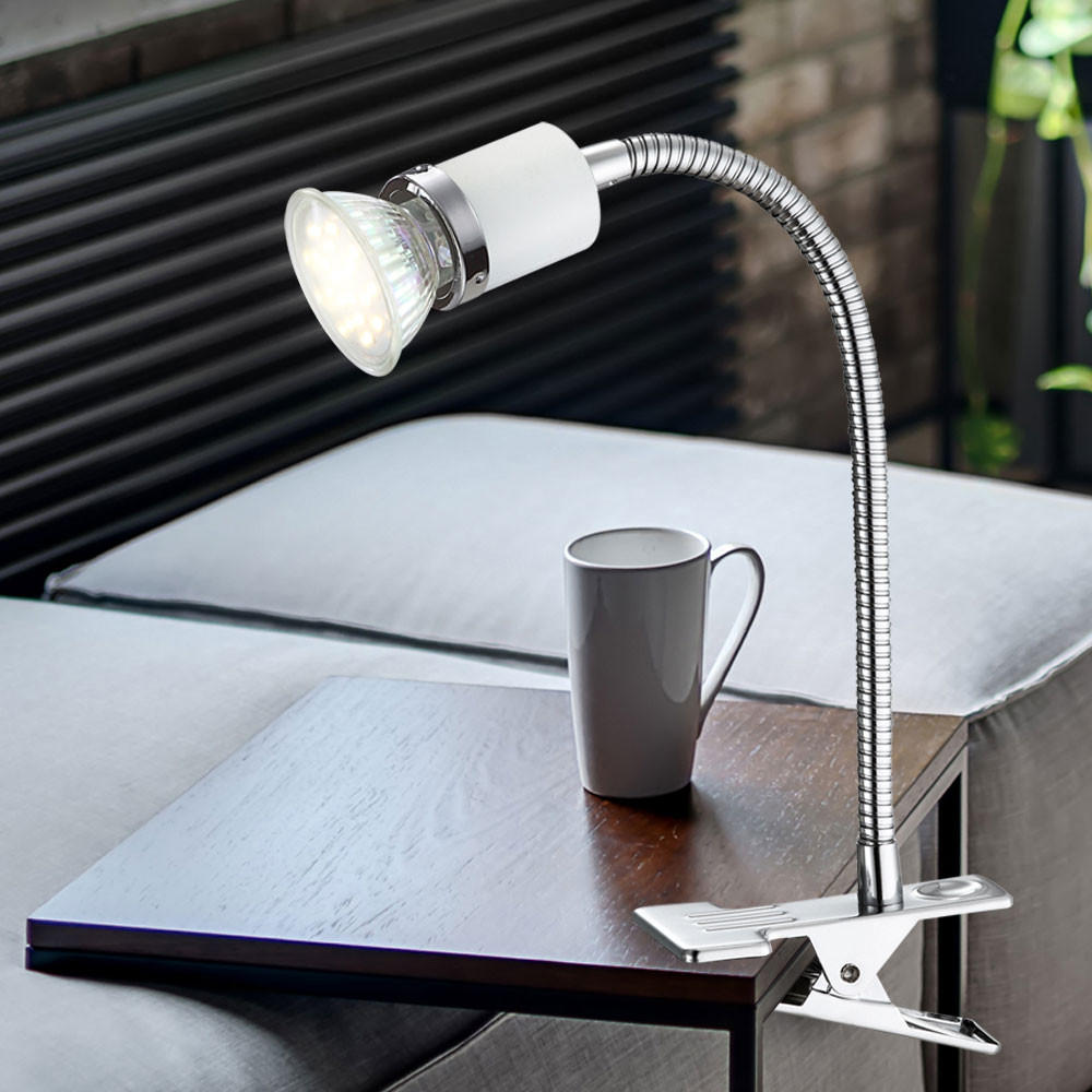 LED KLEMMLEUCHTE Fina Chrom Silber - Silberfarben, Metall (20/20/37cm) - Globo Lighting