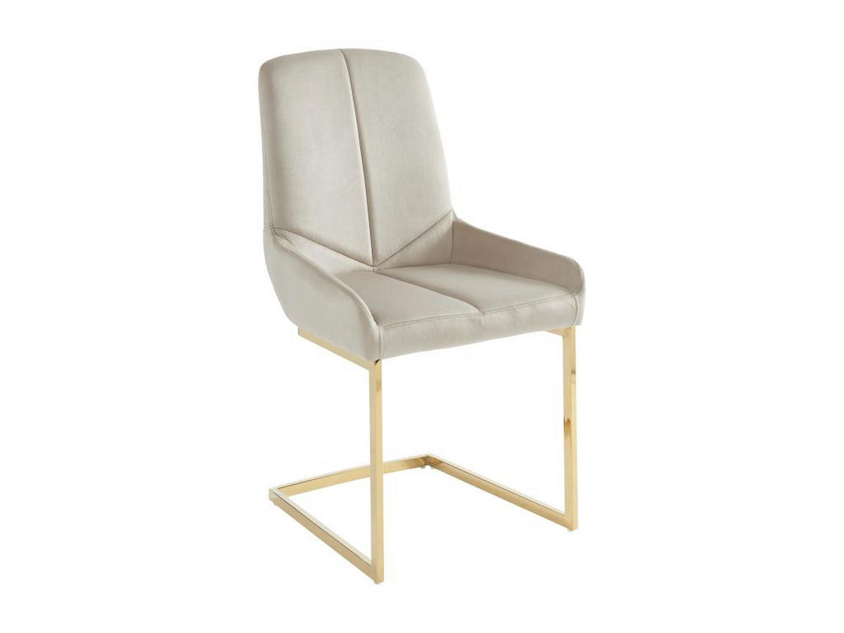 STUHL 2er-Set - Samt & goldfarbenes Metall - Beige - BERLONA - Beige, Textil (58/96/53cm) - Vente-Unique
