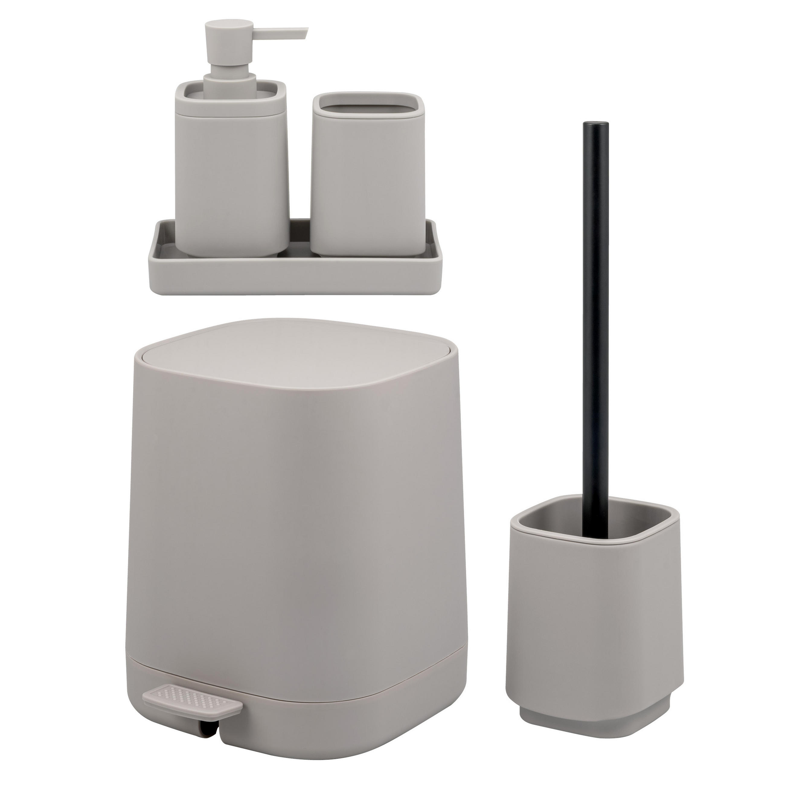 BAD-ACCESSOIRES-SET VALONA 5tlg., taupe, Kunststoff - Taupe, Kunststoff (21/25.5/21cm) - eluno