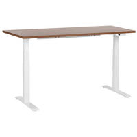 SCHREIBTISCH braunweiß 160/72 cm elektrisch höhenverstellbar Destin III - Dunkelbraun/Weiß, Holz (72/160/63cm) - Beliani