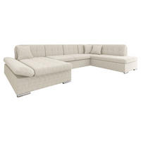 ECKSOFA Bergen Cord, Seite: Links - Beige/Silberfarben, Holz/Textil (345/76/205cm) - MIRJAN24