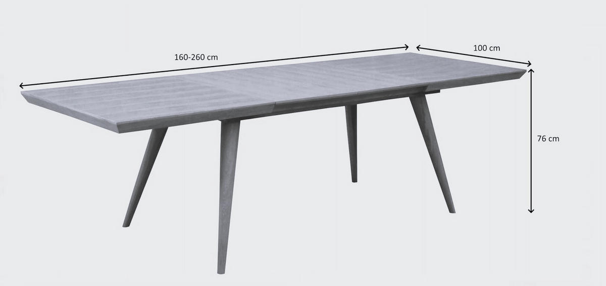 ESSTISCH SINCRO Ausziehbar 160 - 260 / 100 x 76 cm - Eichefarben/Schwarz, Holz (160/100/76cm) - MASSENO