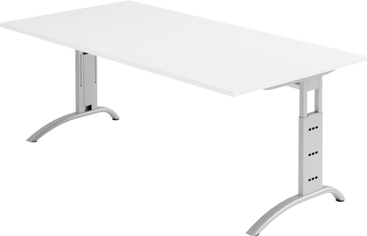 SCHREIBTISCH Serie-F 100/200/74 cm in Weiß - Weiß, Holzwerkstoff (100/200/74cm) - bümö