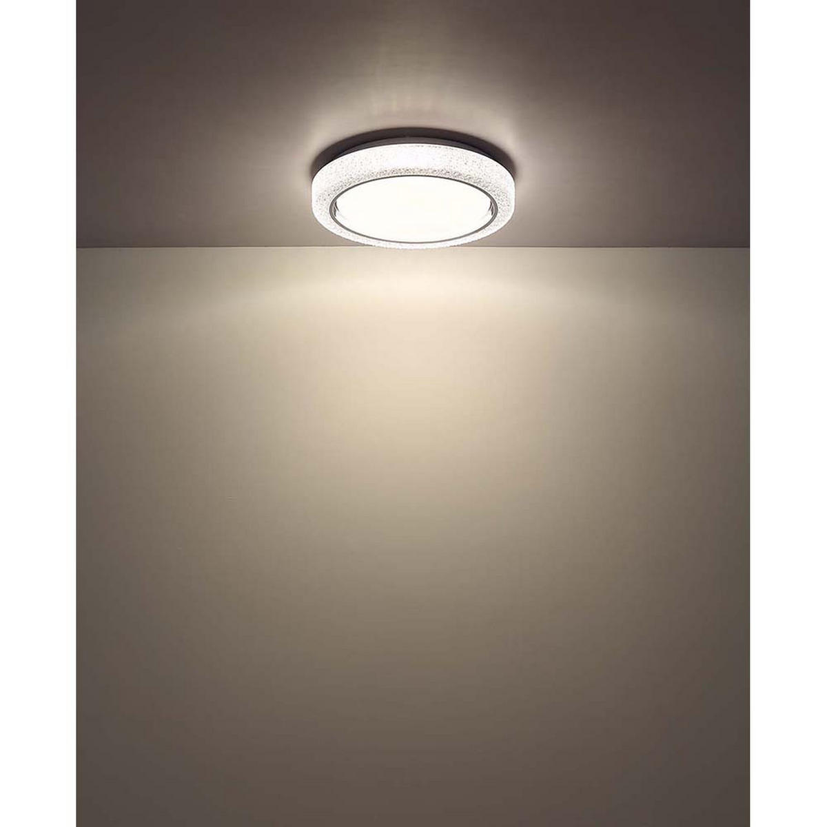 LED DECKENLEUCHTE Chromring Weiß Opal CCT - Weiß, Metall (40/40/8cm) - Globo Lighting