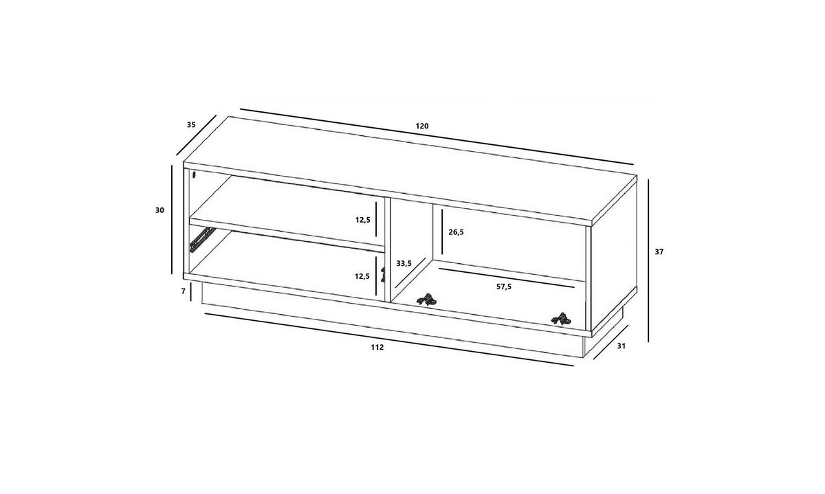 TV-SCHRANK Enjoy Weiß matt Loft Schublade 120 cm - Weiß, Holzwerkstoff (120/37/35cm) - Meble Lindner