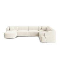 MODULARES-PANORAMASOFA rechts Campi aus Cord elfenbein 7 Sitzplätze - Ecru, Textil (255/70/330cm) - Cosmopolitan Design