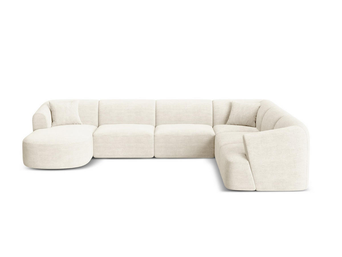 MODULARES-PANORAMASOFA rechts Campi aus Cord elfenbein 7 Sitzplätze - Ecru, Textil (255/70/330cm) - Cosmopolitan Design