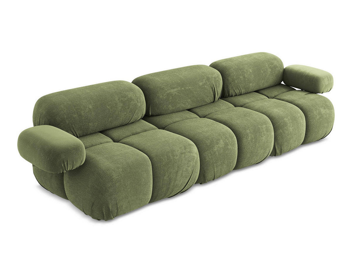 3-SITZER SOFA Chenille Stoff Grün - Schwarz/Grau, Kunststoff/Textil (285/70/96cm) - Makamii