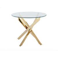 ESSTISCH - 2 Personen - Glas - Transparent, Goldfarben - COSIMA - Goldfarben, Glas (90/90/77cm) - Vente-Unique