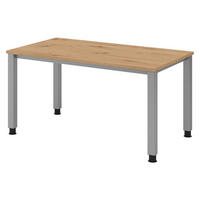 SCHREIBTISCH Serie-Q 80/140/74 cm in Wildeiche/Silberfarben - Wildeiche/Silberfarben, Holzwerkstoff (80/140/74cm) - bümö