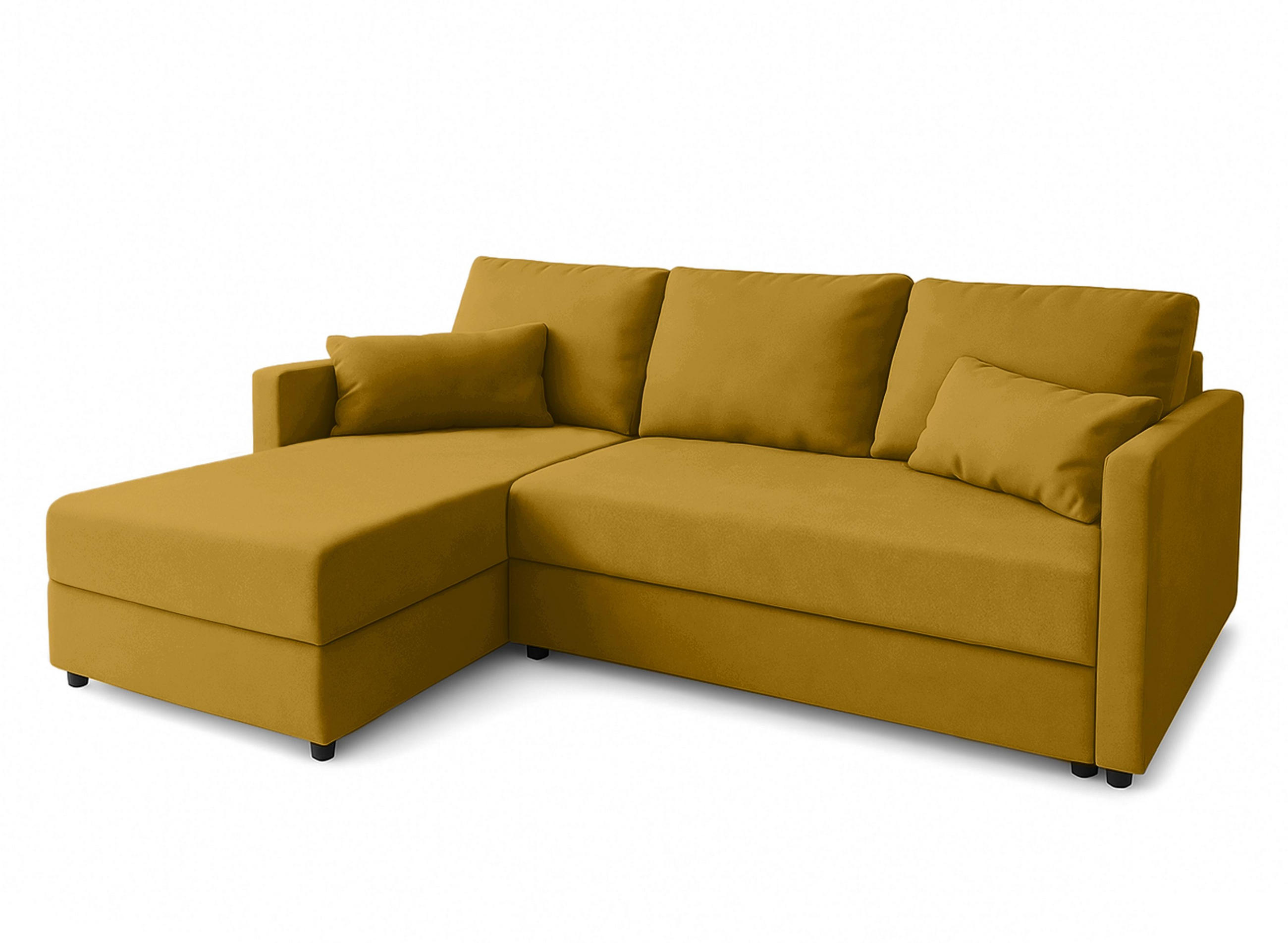 ECKSOFA L Form Dolceo Gelb 226/140/78 cm – Schlaffunktion Universell Rechts Links - Gelb/Schwarz, Kunststoff/Textil (226/140cm) - AX Living