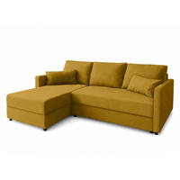 ECKSOFA L Form Dolceo Gelb 226/140/78 cm – Schlaffunktion Universell Rechts Links - Gelb/Schwarz, Kunststoff/Textil (226/140cm) - AX Living