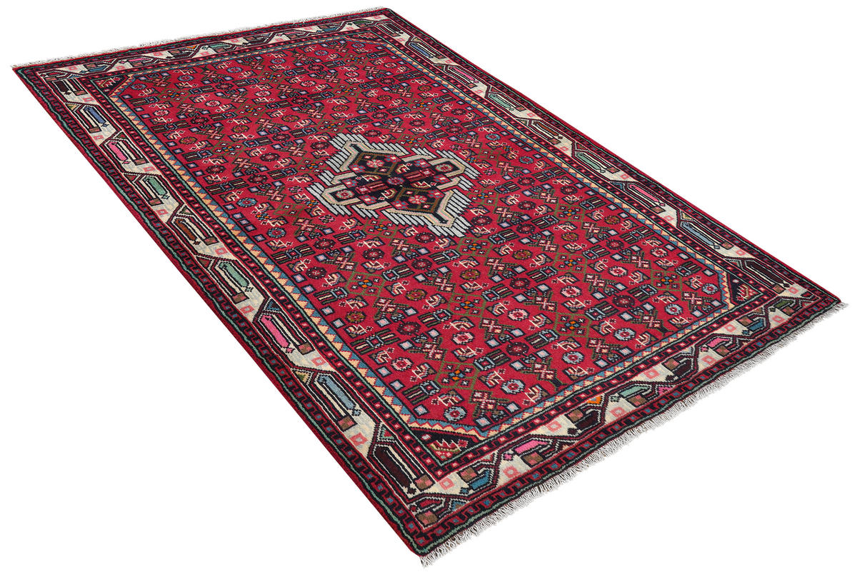 TEPPICH Assadabad Rot 146/102 cm Schurwolle - Rot, Textil (102/146cm) - Looma