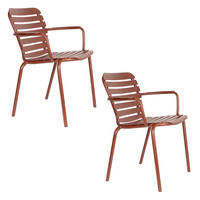 GARTENSTUHL Vondel Armlehne Rot - 2 er Set - Rot, Metall (64.7/81.6/59.3cm) - Zuiver