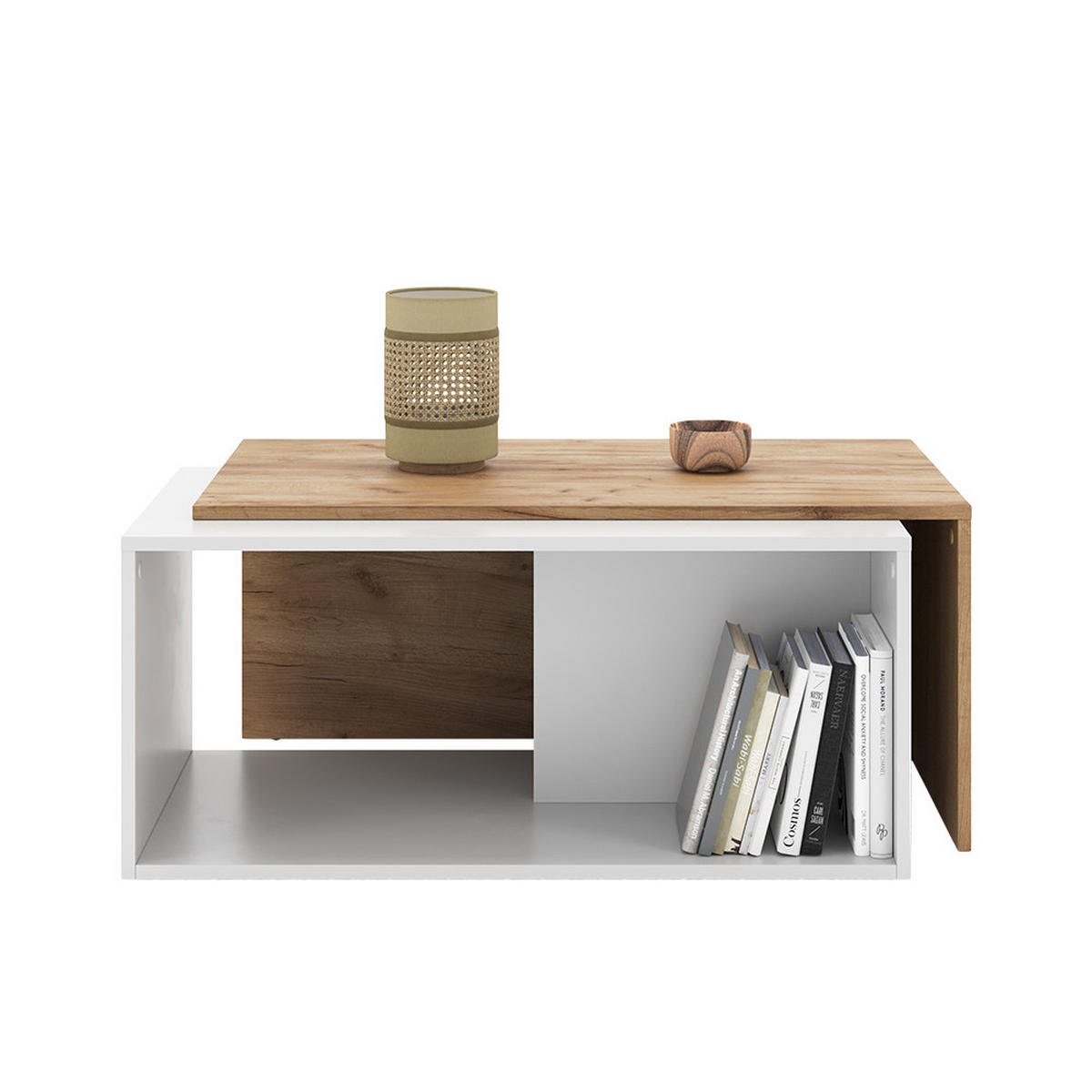 COUCHTISCH Paul Weiß/Goldkraft Eiche 90 x 48 cm - Honigeiche/Weiß, Holzwerkstoff (48/90/40cm) - Vicco