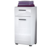 UNTERSCHRANK weiß Hochglanz 30 cm, Badschrank Türanschlag wechselbar - Weiß Hochglanz/Schwarz, Holzwerkstoff/Kunststoff (30/79/31cm) - Top.Furn