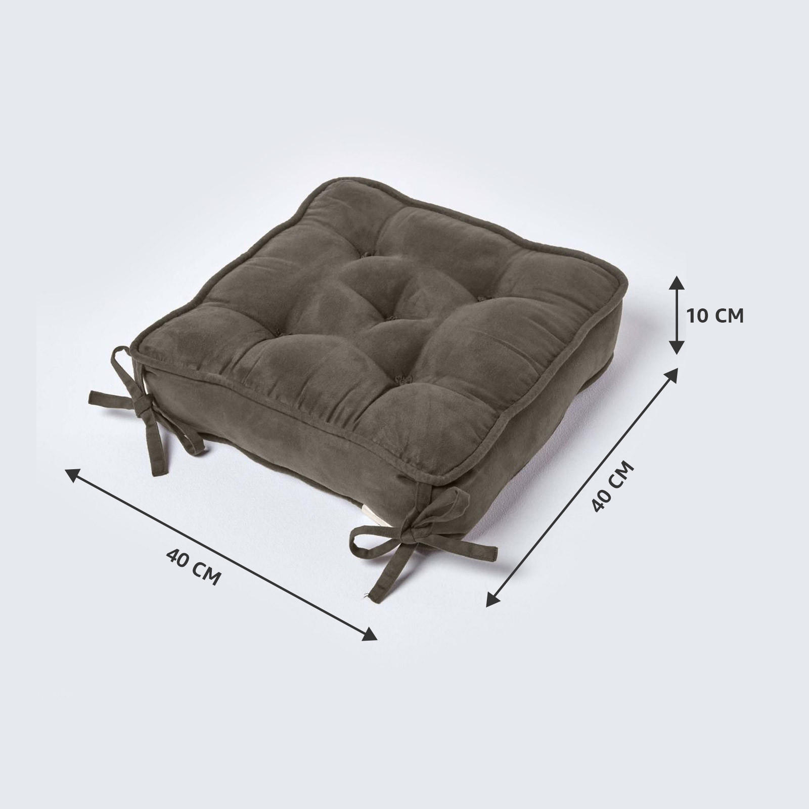 SITZKISSEN taupe-grau 40/40/10 cm – Stuhlkissen Velours - Taupe, Textil (40/40/10cm) - Homescapes