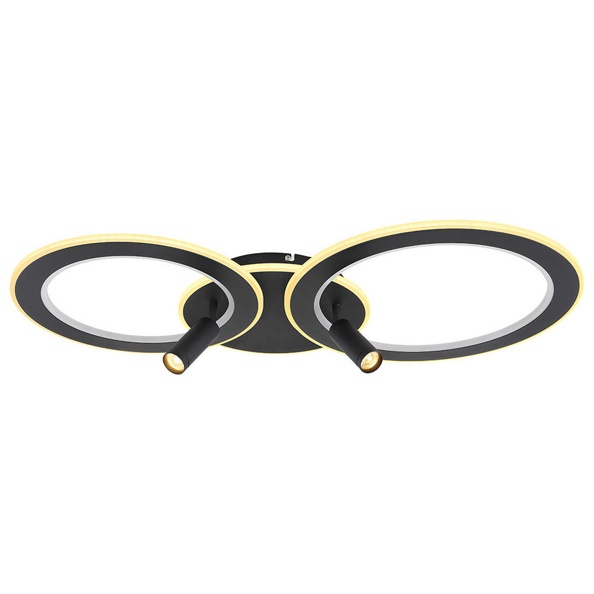 LED DECKENLEUCHTE Marian Schwarz Opal - Schwarz, Metall (89.5/50.7/13.5cm) - Globo Lighting