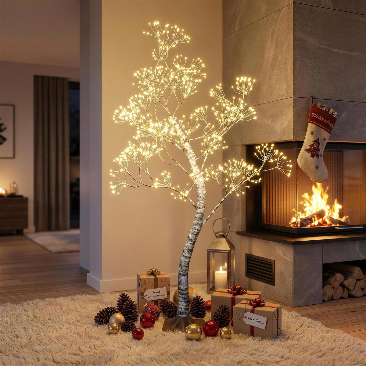 LED Birkenbaum HTHD0214 - Braun, Kunststoff/Metall (60/120/60cm) - Hometopia