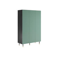 KLEIDERSCHRANK Imperio Großer Pistazie, Dreitüriger - Schwarz/Grün, Holzwerkstoff (135/206/53cm) - Bettso