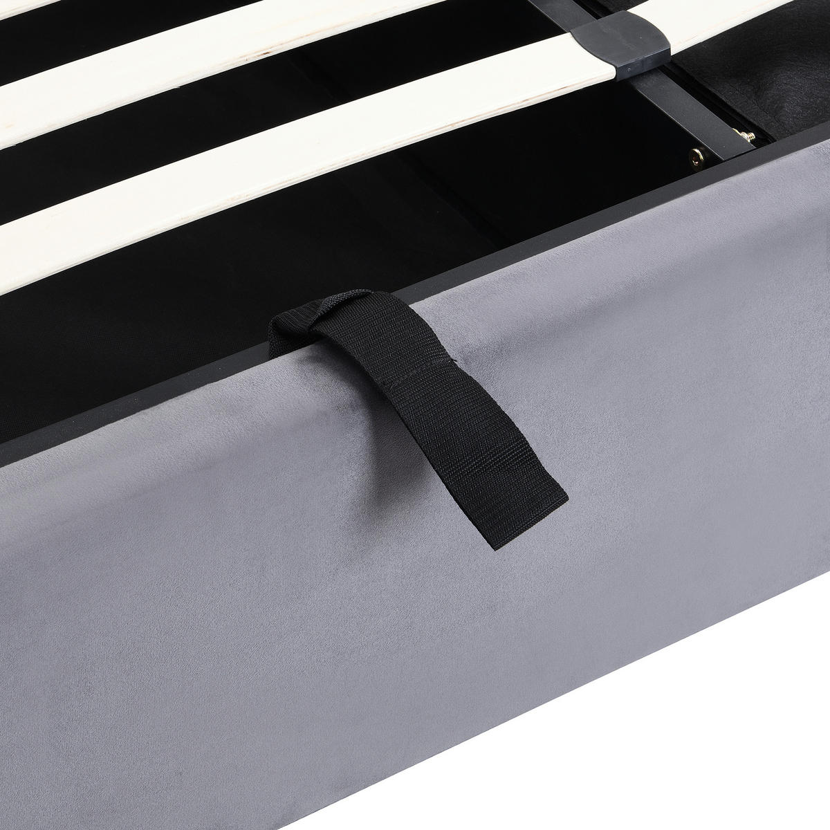 POLSTERBETT aus Samt 160x200 cm in Grau mit Bettkasten & 3 Schubladen - Grau, Textil (160/200cm) - Modfu